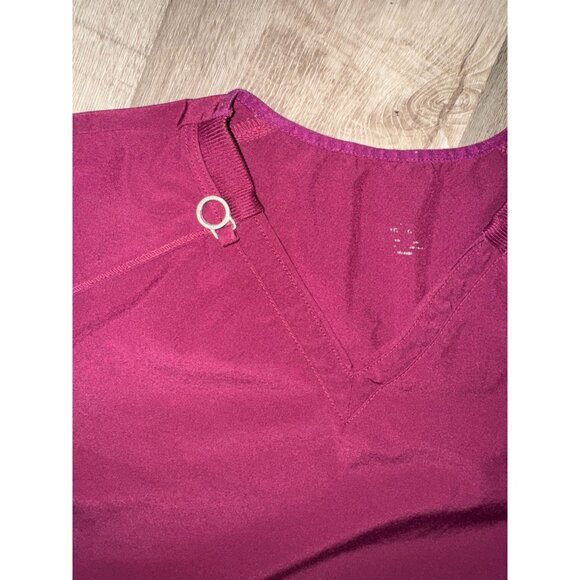 Womens Burgundy V-Neck Scrub Top - Picture 2 of 5